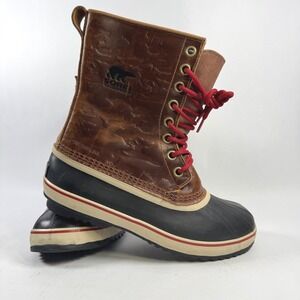 Sorel Mens NM2263 216 Winter Boots Brown Leather Red Laces Size 10